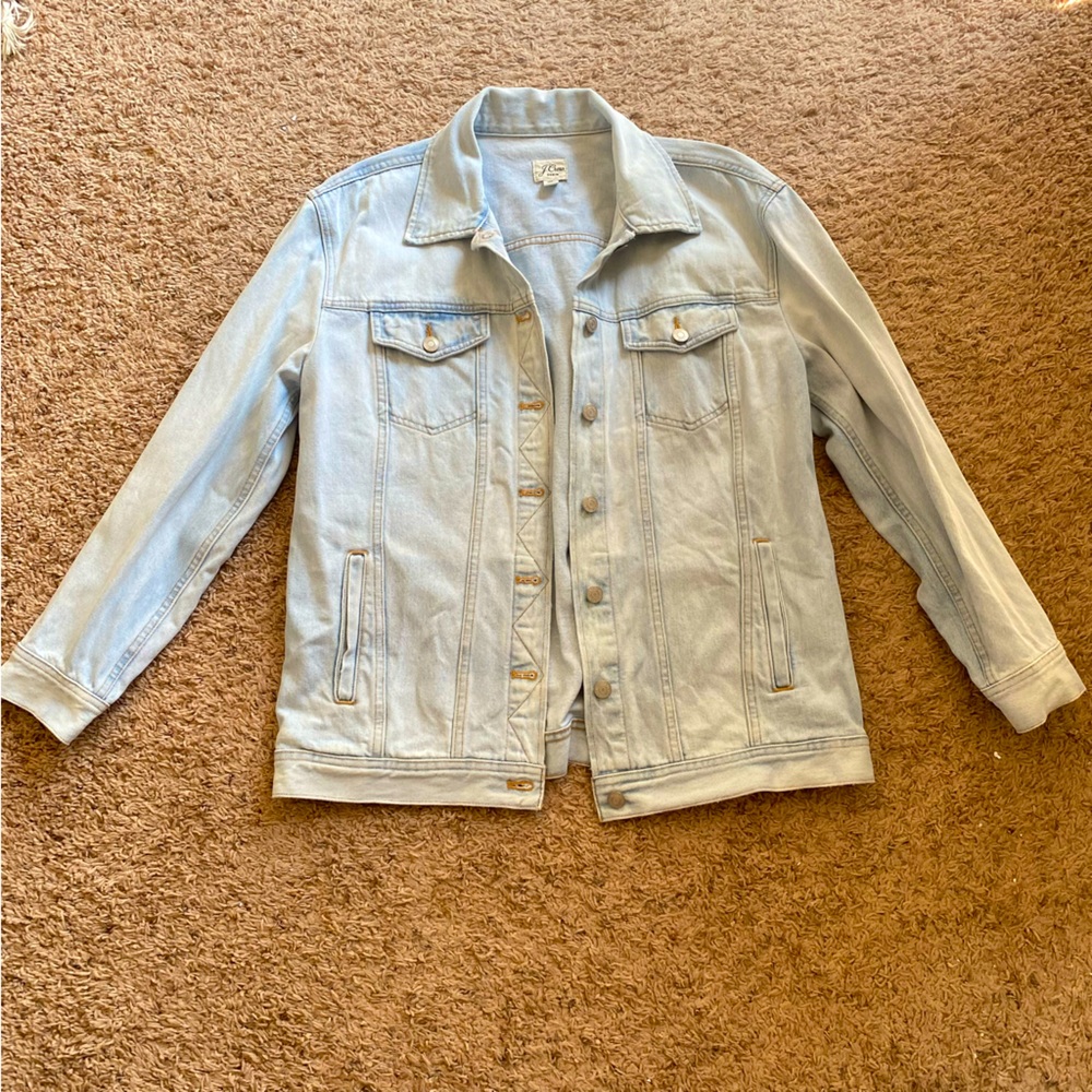 J Crew light wash oversized denim jacket